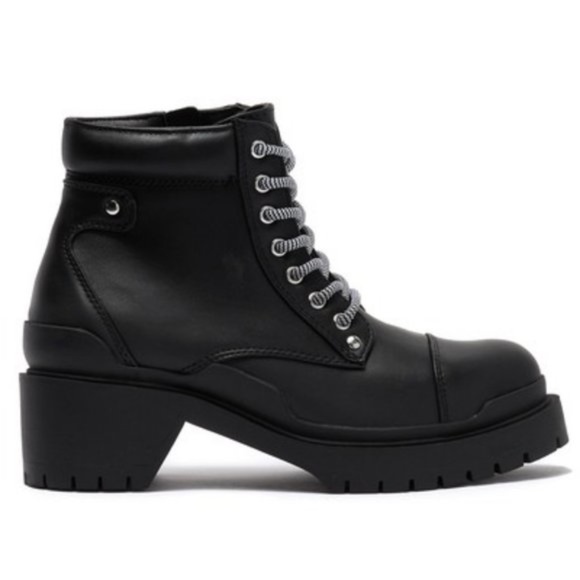 Catherine Malandrino Shoes - New Catherine Malandrino Lace Up Lug Sole Combat Boots Faux Leather Black Size 8